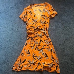 Mustard flower print Mango wrap dress